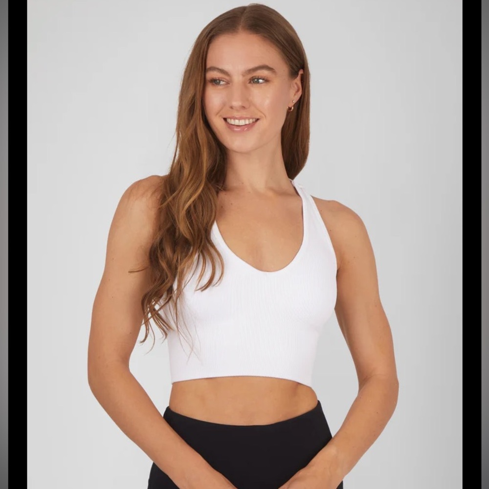 🎉 3/$15 Ribbed V-Neck Racerback Bralette - Blue XL - Picture 3 of 8